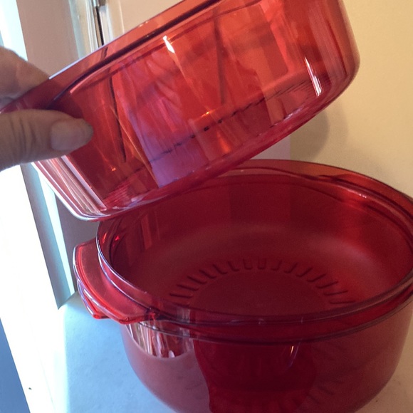 5 Pc TUPPERWARE TupperWave Stack Cooker Microwave Cranberry Steamer Bake - Picture 6 of 12